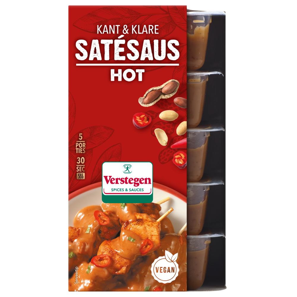Satésaus-Hot (kant-en-klaar 5*80ml) - Cupjes