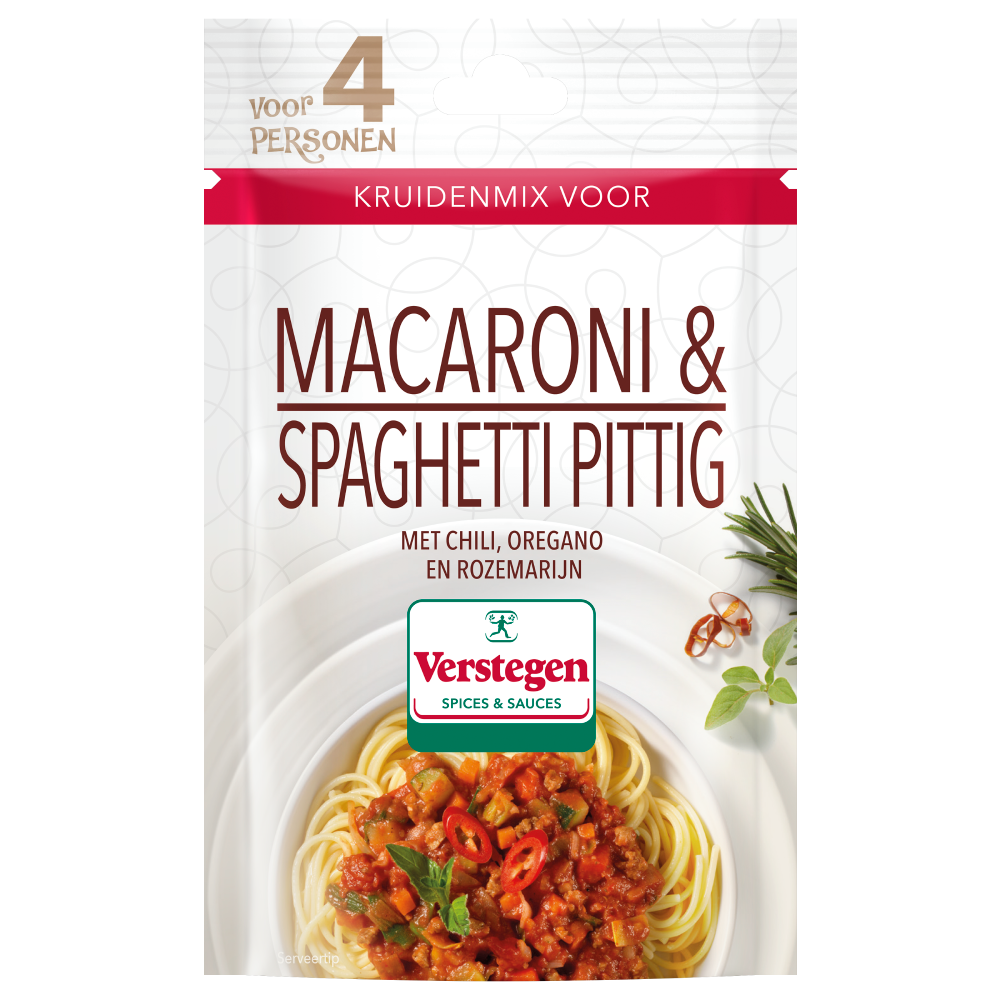 Kruidenmix voor Macaroni & Spaghetti pittig (4 personen) - Zakje