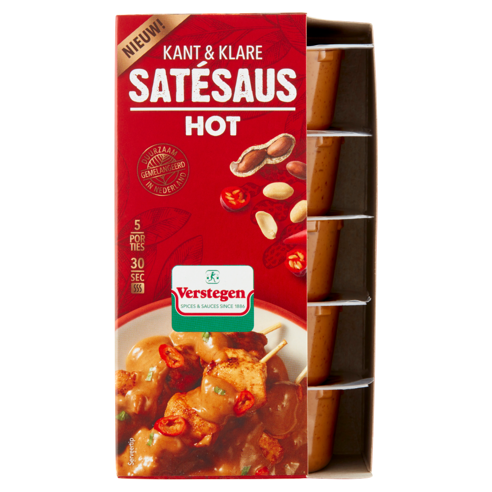 Satésaus-Hot (kant-en-klaar 5*80ml) - Cupjes