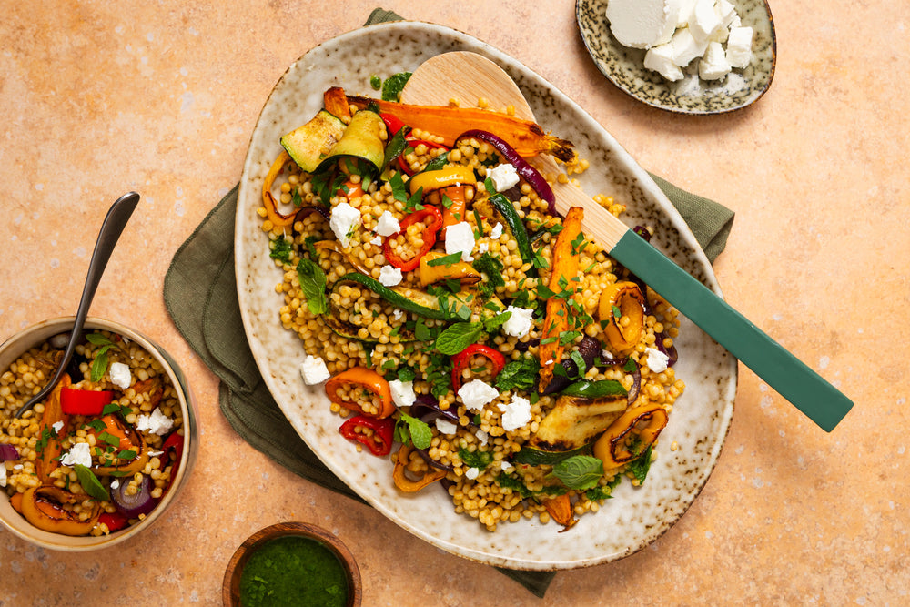 Couscous met wortel, courgette, paprika en rode ui